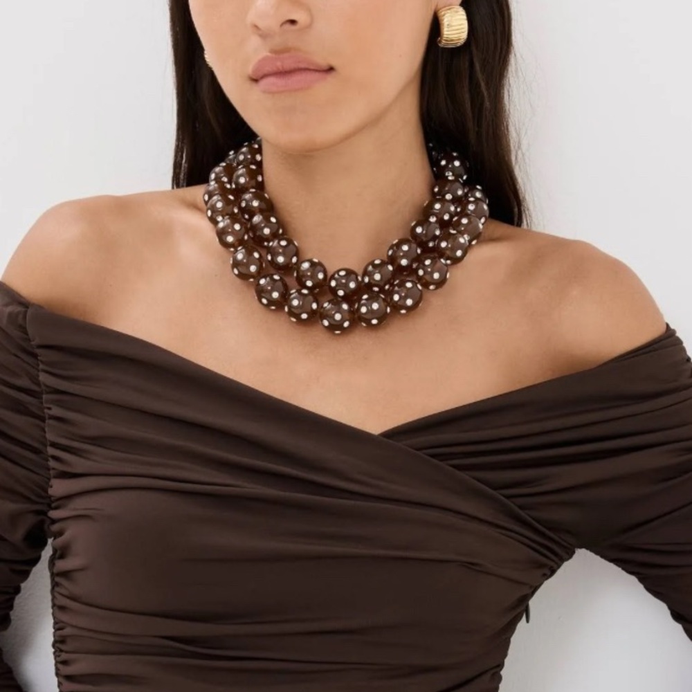 Lele Sadoughi Root Beer Double Stranded Necklace